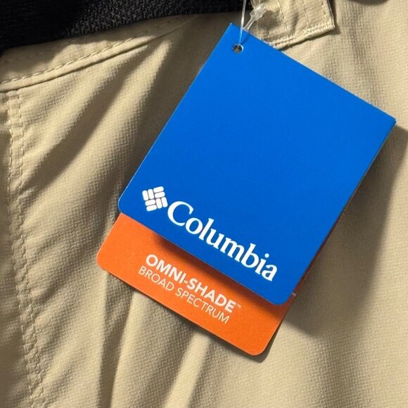 Columbia Mens Omni-Shade Cargo Pants 44x32 Beige Lightweight Recycled Polyester - Picture 3 of 12